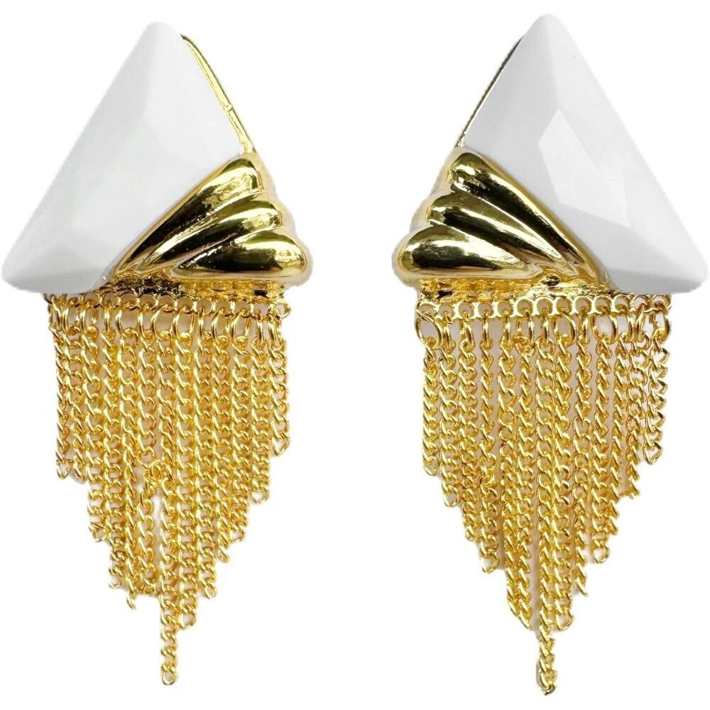 White 10 Gold Plated Dangle Drop Geometric Statement Jewelry for Women Teen
